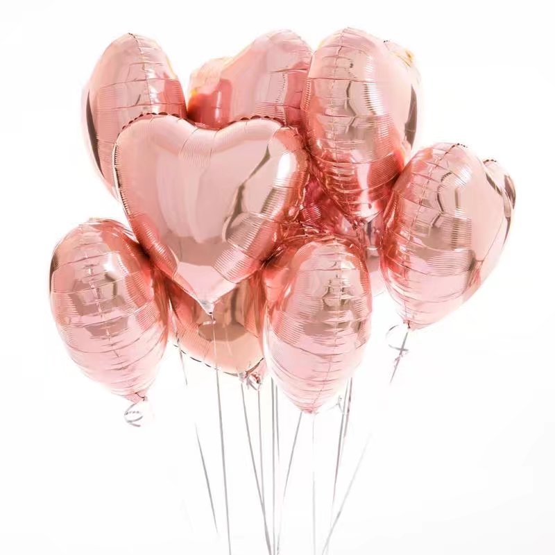 10pcs Rose Gold 18 Foil Heart Balloon Set Helium Wedding Party
