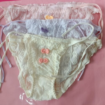 3pcs Girls Side Tie Underwear Cute Panties Kids Knickers Soft Hipsters Size  8-12