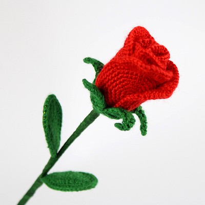 Hand Knitted Flowers Yarn Crochet Rose Flower Hand Woven Bouquet Home Decor