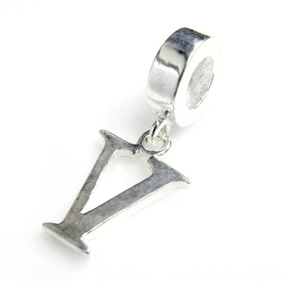 Sterling Silver Letter Alphabet Initial Dangle Bead for European Charm Bracelet