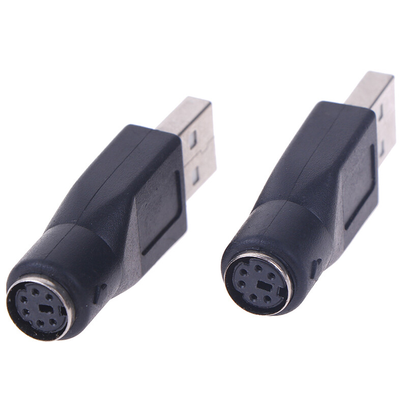 2Pcs PS/2 Male to USB Female Port Adapter Converter for PC Keyboard Mouse Mi_xi