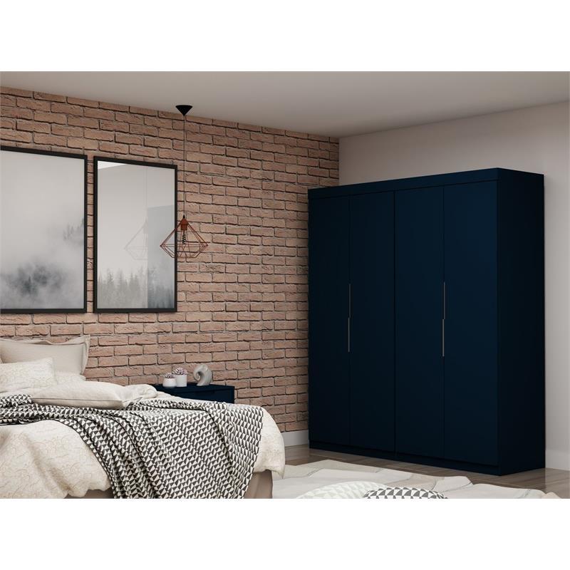 Manhattan Comfort Mulberry 2-Piece Wood Wardrobe Closet Set in Midnight