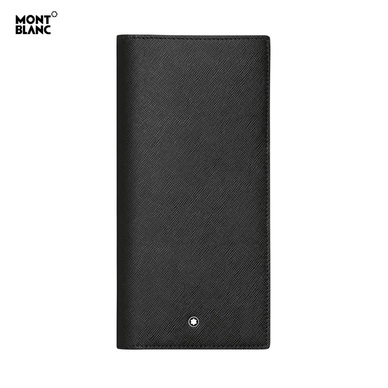 Pre-owned Montblanc Genuine  Sartorial Mens 12 Cc Natural Leather Wallet 113207 View Pocket In Black
