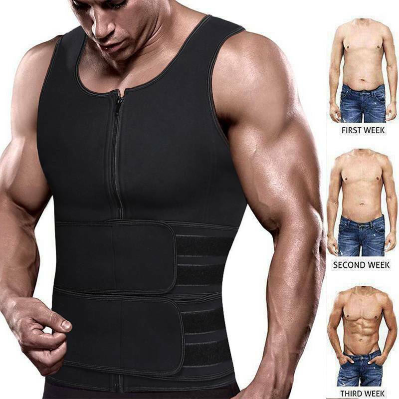 Men Sauna Suit Sweat Vest Tank Tops Neoprene Shirt Body Shaper Waist Trainer GYM