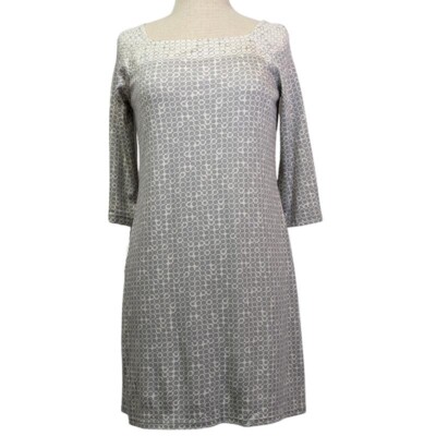 M.S.S.P. Max Studio Dress Knee Length 3/4 Sleeve Gray Geometric Print NWT Small