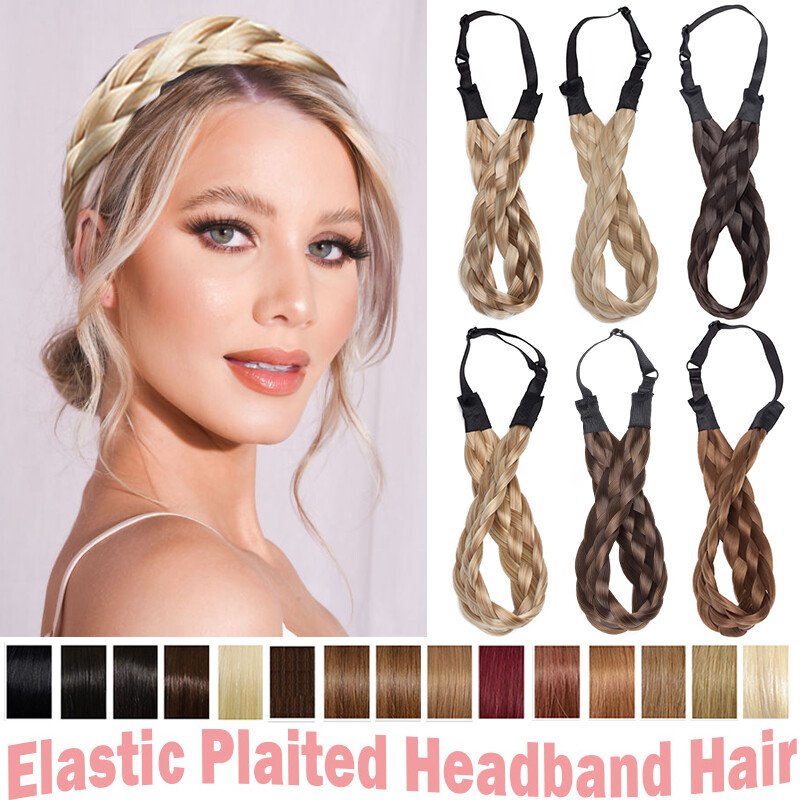 AM Chunky Twist Hair Plaited Plait Elastic Headband Hairband Synthetic Hairpiece