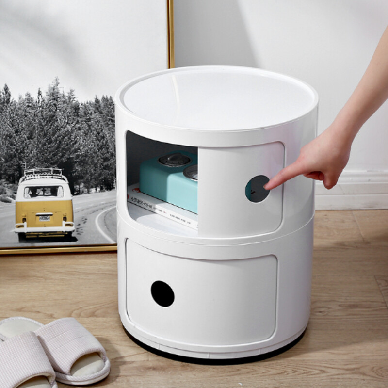 2er set Nachtschrank Kommode Nachttisch Rund Nachtkommode mit 2