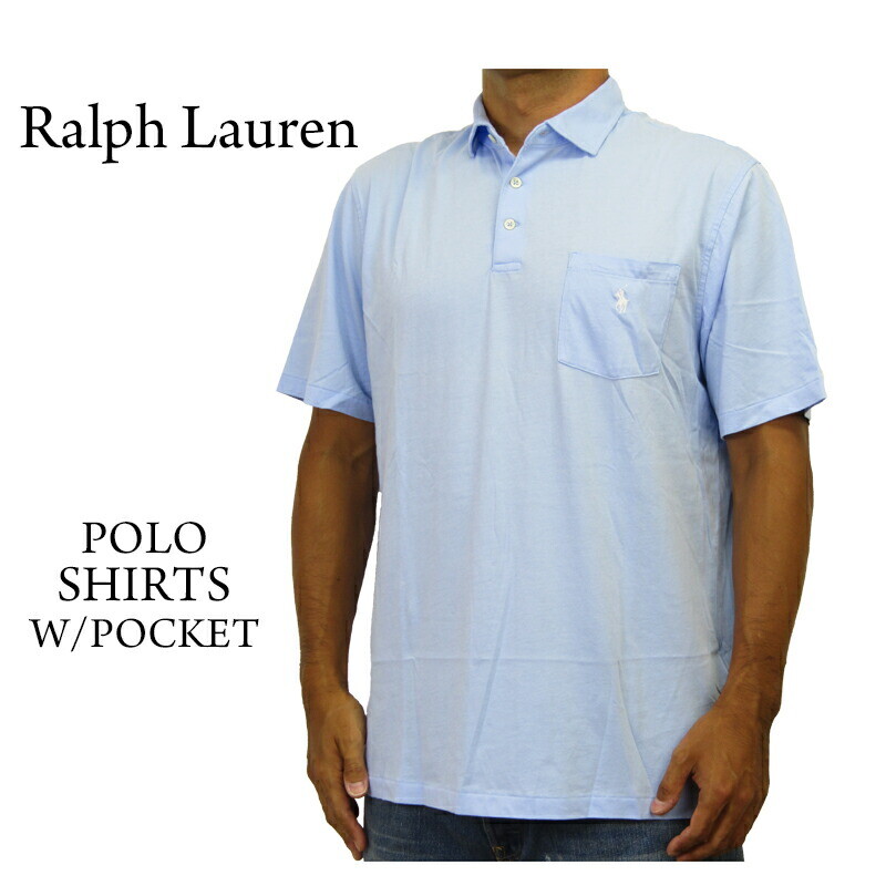 

Легкая рубашка-поло классического кроя с короткими рукавами и карманом Polo Ralph Lauren, Синий