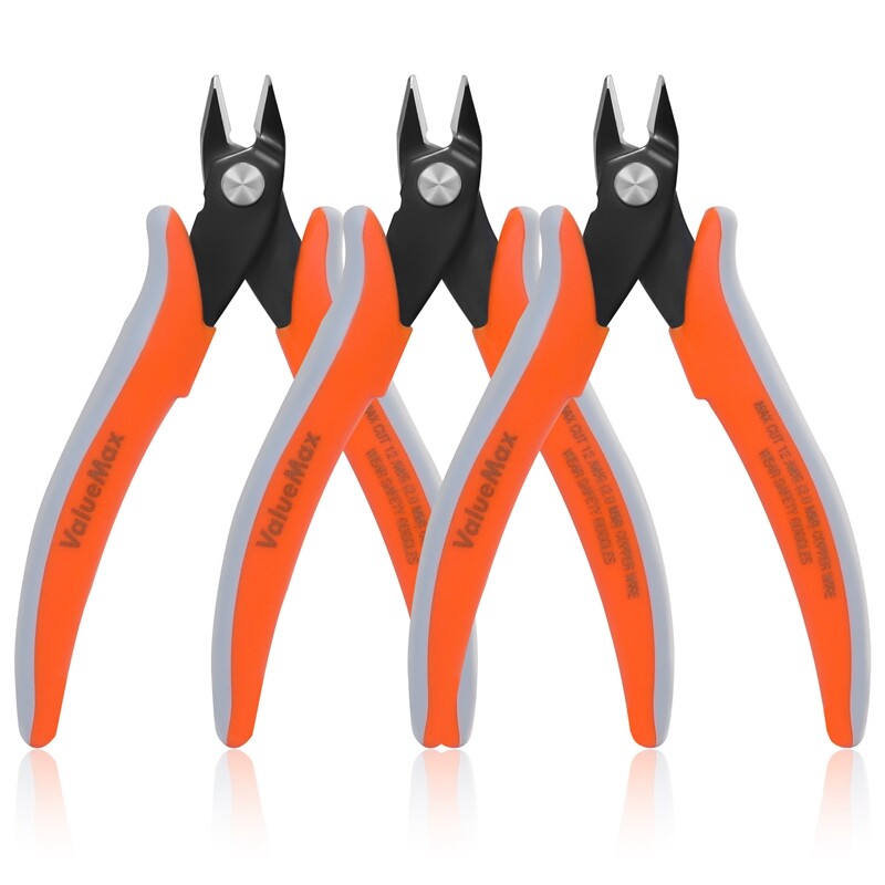 ValueMax 3PCS 5" Flush Wire Cutter Precision Micro Cutter Anti-Slip Flush Pliers