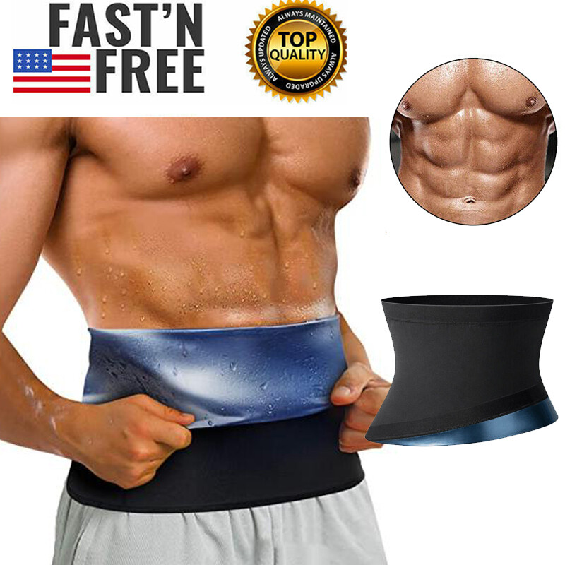 Men Sauna Waist Trainer Trimmer Sweat Belt Workout Body Shaper Sport Gym Girdle