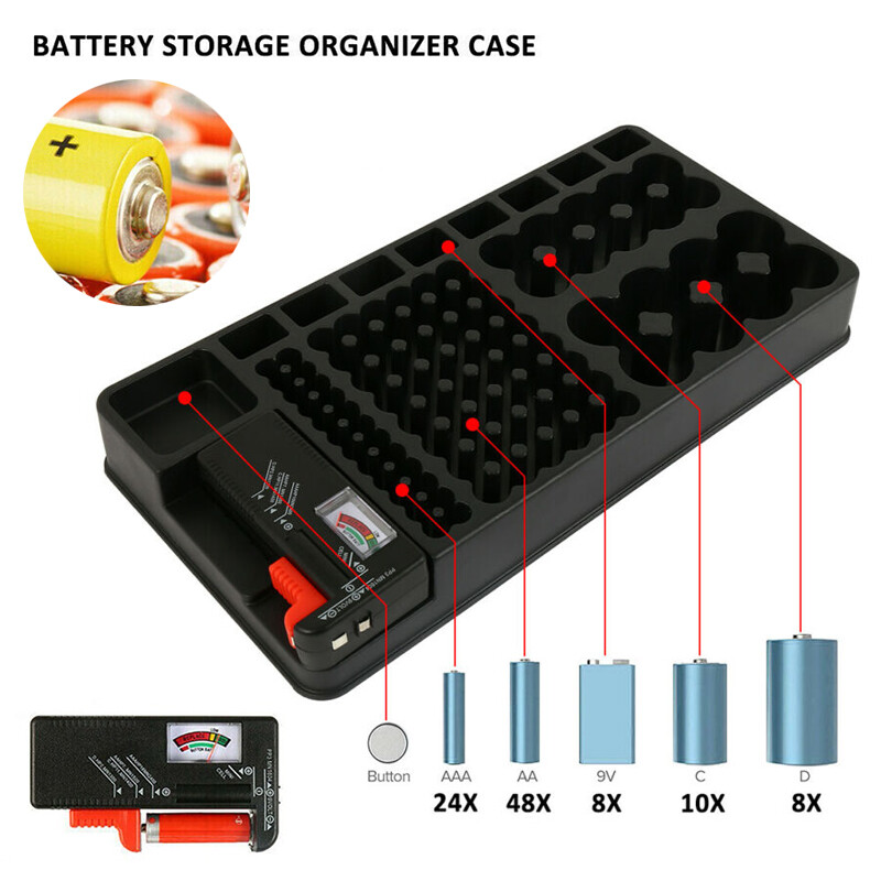 8 Grids Batterie Organizer Batteriehalter Batterien Tester Für AAA AA 9 V C D