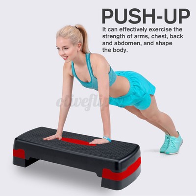 Steppbrett Aerobic 2 Stufen höhenverstellbar Fitness Stepper Sport Stepbank Rot