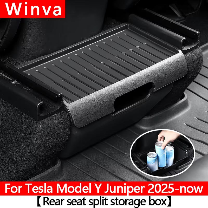 For Tesla New Model Y Juniper 2025 Under Seat Storage Box Rear Middle Storage Bi