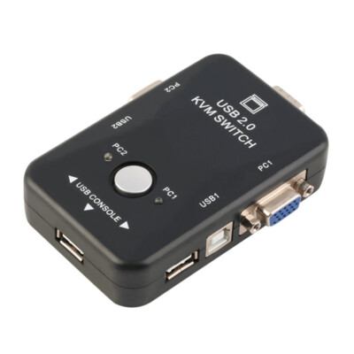2 Port USB 2.0 KVM Switch W 2 Cable for Mouse Keyboard Monitor LCD LED Sharing
