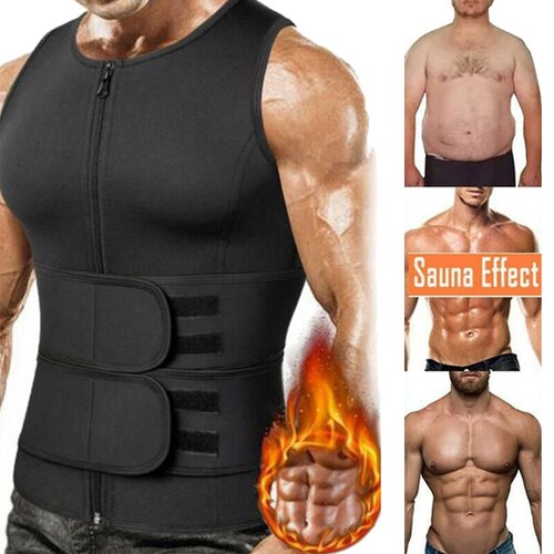 Men Sauna Thermo Sweat Waist Trainer Vest Trainning Body Shaper Workout Tank Top