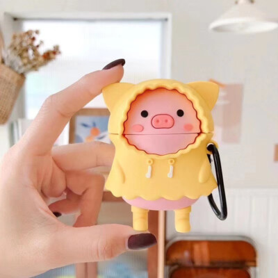 Cartoon Raincoat Cute Pig Earphone Case For AirPods 3 1/2 Pro HuaweiFreebuds Pro