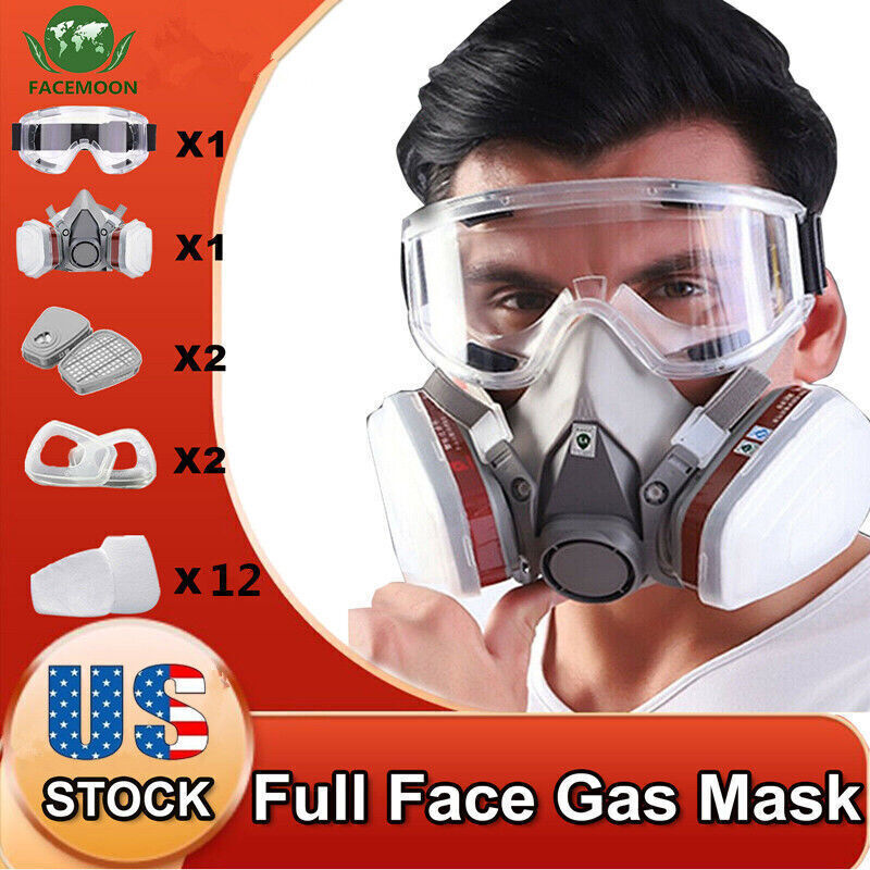 18In1 Half Face Mask Suit for 6200 Vapor Gas Spray Painting Respirator Reusable