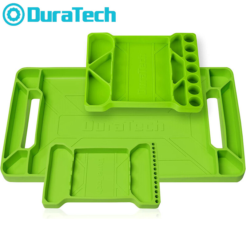 DuraTech Flexible Tool Tray 3PC Silicone Tool Holder for Household Storage Green