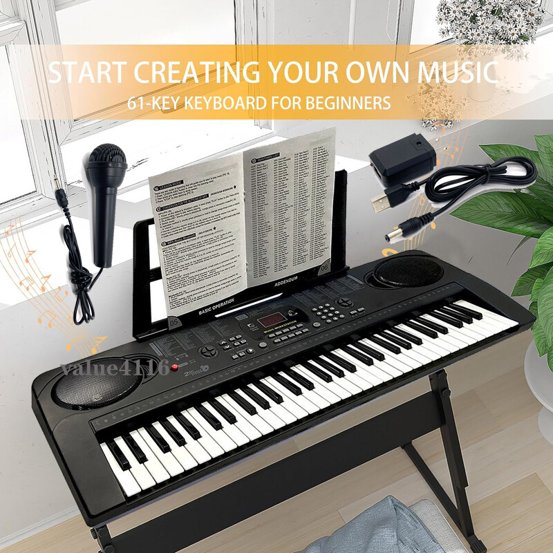 61 Key Electric Piano Keyboard with Stand Microphone for Beginners Kids Gifts