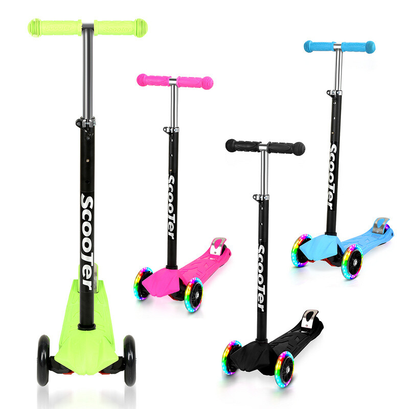 Kinderroller Aluminium Scooter Verstellbar Led RÃ¤Der Faltbar 3-RÃ¤Der Kickscooter