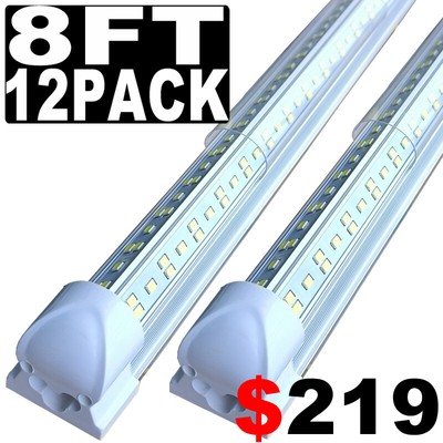 12-25PACK 8ft Led Shop Light Fixture,  Integrated 8 Foot Led Bulbs Tube Light 