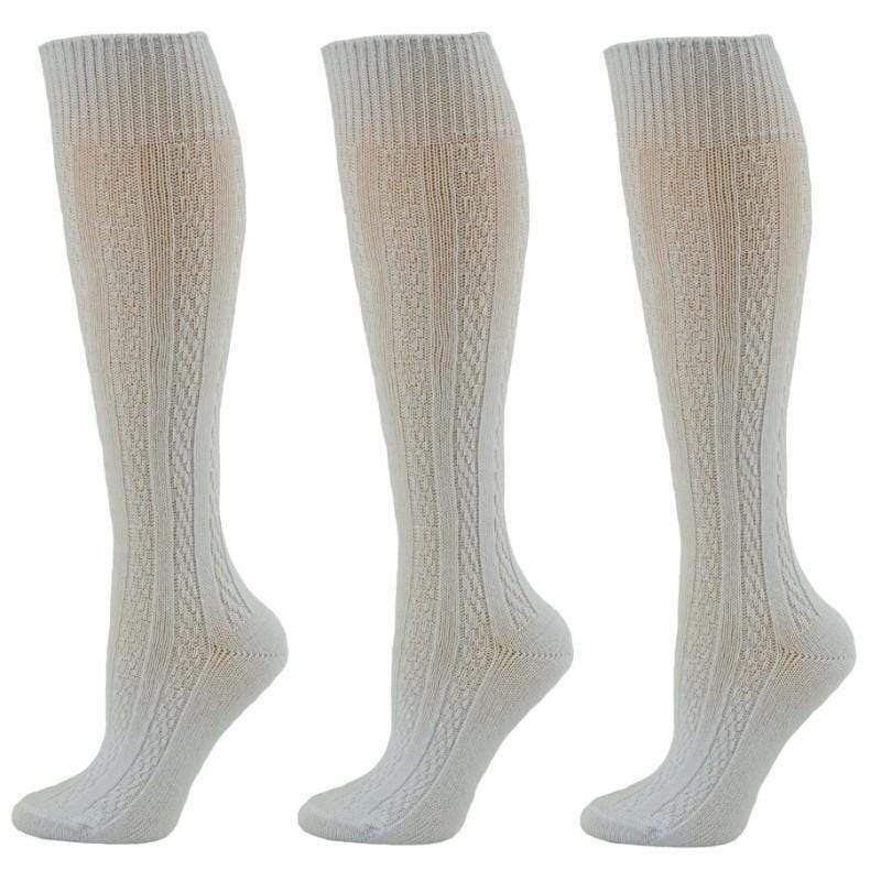 S Women's Cable Knit 3 Pair Pack Cotton Soft Durable Knee Hi Socks