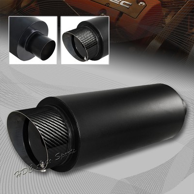 4quot Carbon Fiber Slant Tip 25quot Inlet Black Stainless Exhaust Muffler Universal 4