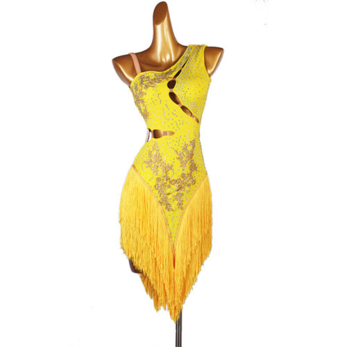 Latin Dance Dress Salsa Tango Cha cha Ballroom Rhinestone Competition Dress F597