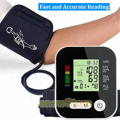 Upper Arm Blood Pressure Monitor Portable LED Display Pulse Tester BP Cuff Best