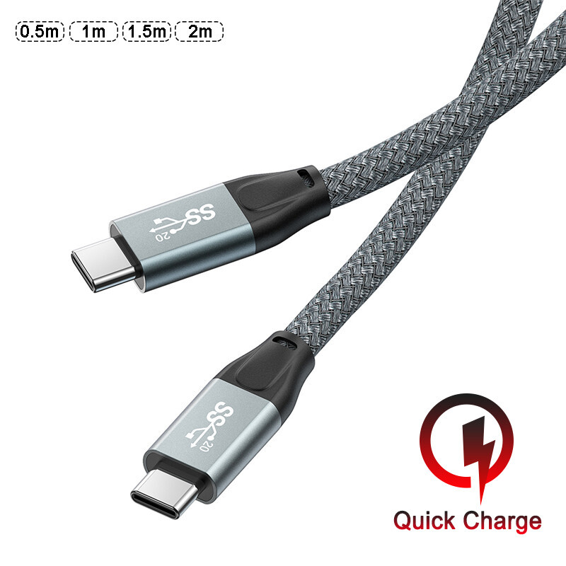 USB C to USB C Cable 100W PD 10Gbps 4K Type C Fast Charging Video Sync Cord 2M