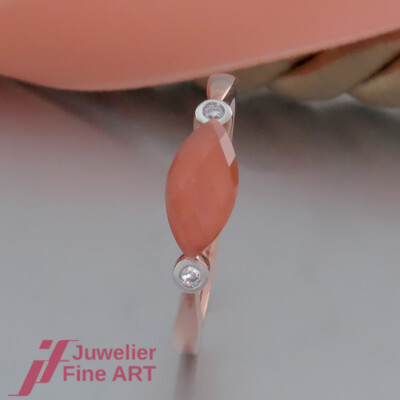 TOP ANGEBOT!40% auf UVP- FHT Ring Mondstein orange &Brillanten ges. 0,03ct NEU