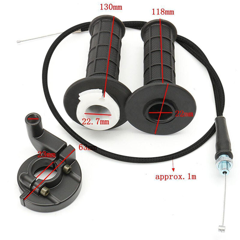 Universal Motorcycle 22mm 7/8" Handlebar Hand Grips With Throttle Cable b