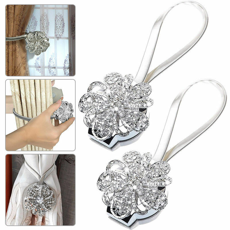 2 Stück Magnetische Vorhang Raffhalter Strass Vorhang Clips Seil Gardinenhalter
