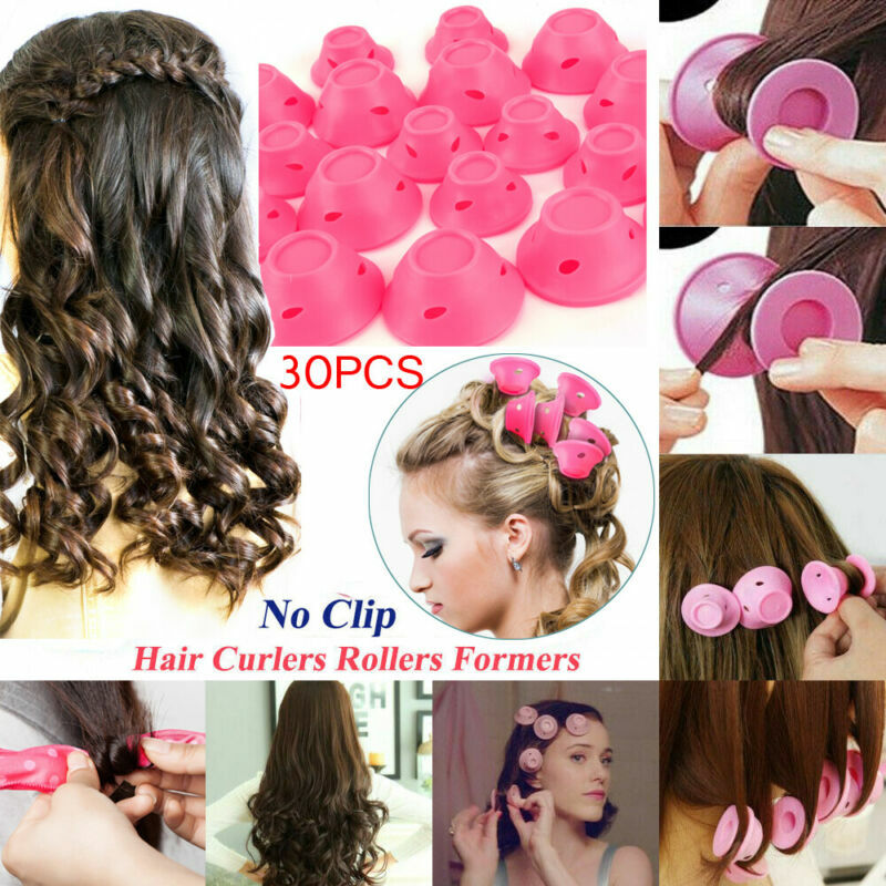 30pc Magic Silicone Hair Curlers Rollers No Clip Former Styling