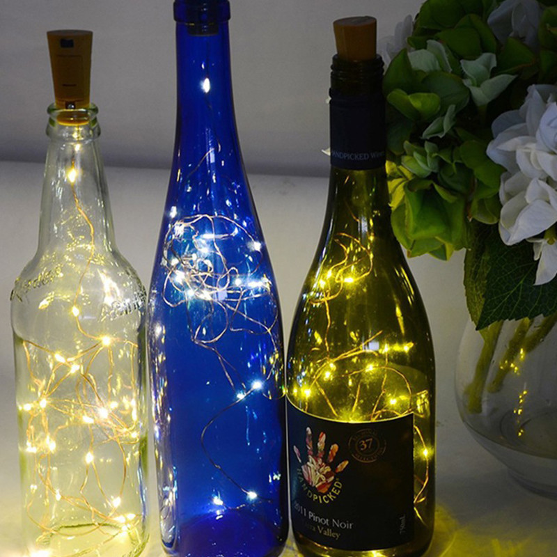 Cork Shape Wine Bottle Stopper Light Glass Wine LED Silver Wire Xmas Party Decor