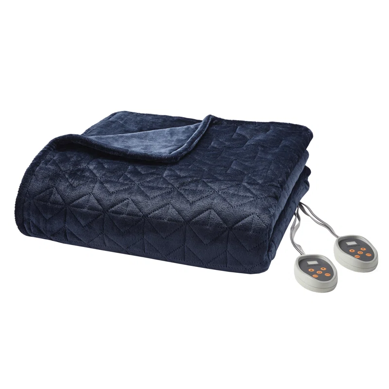 Pinsonic Microlight Quilted Plush Heated Blanket, NEW
