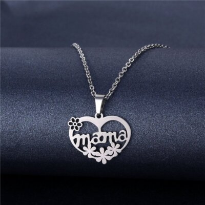 Fashion Stainless Steel Family Feather Butterfly Pendant Necklace Jewelry Women