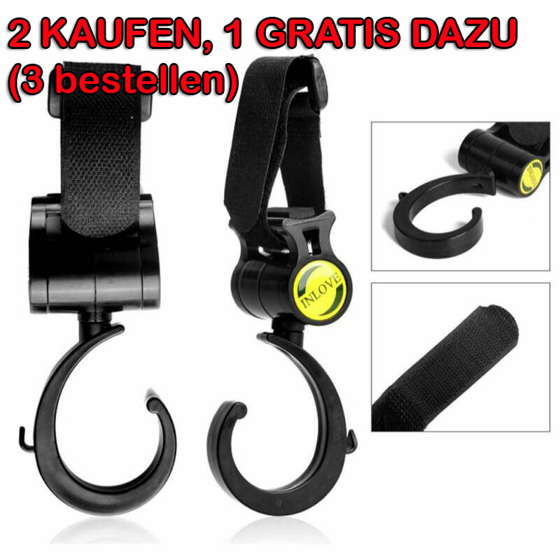 2x Befestigungshaken für Kinderwagen/Buggy für Einkaufstüten/Handtasche Clips