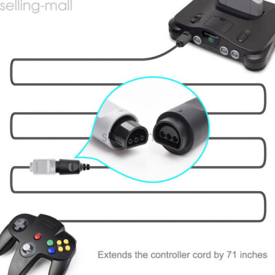 1/2/3/4PC 6ft /1.8m Extension Cable Cord for Nintendo 64 Console N64 Controller