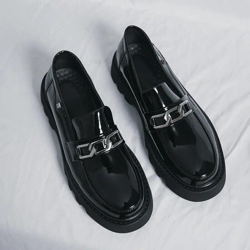 Mens Punk Creeper Faux Leather Loafers Round Toe Slip On Decro