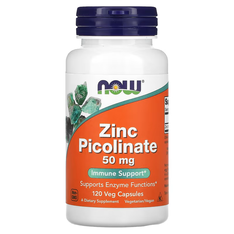 NOW Foods Zinc Picolinate 50mg - 120 Veg Capsules | Immune Support