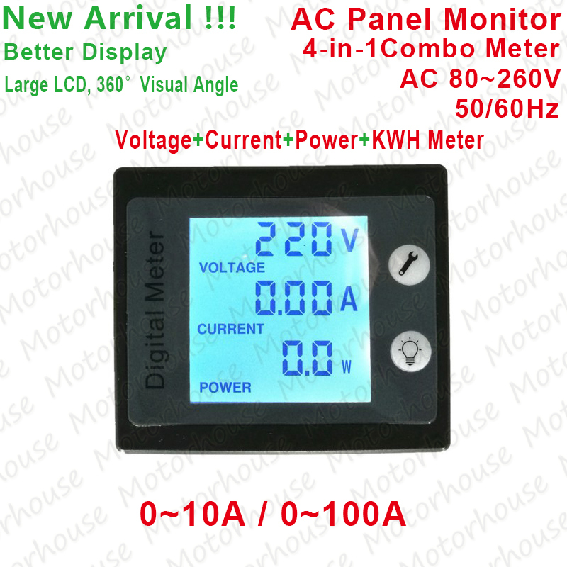 AC Power Meters Monitor Volt Amp kWh Watt Digital Electric Combo Meter