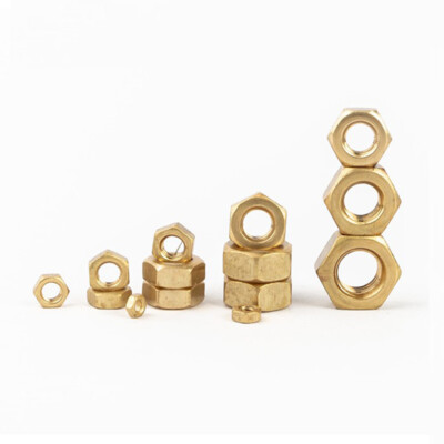 5/100pcs M1M1.2M1.4M1.6M2M2.5M3M4M5M6M8M10M12 Solid Brass Copper Hex Hexagon Nut