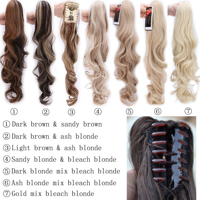 Real Long Claw Pony Tail Hair Extensions Straight Curly Hair Piece
