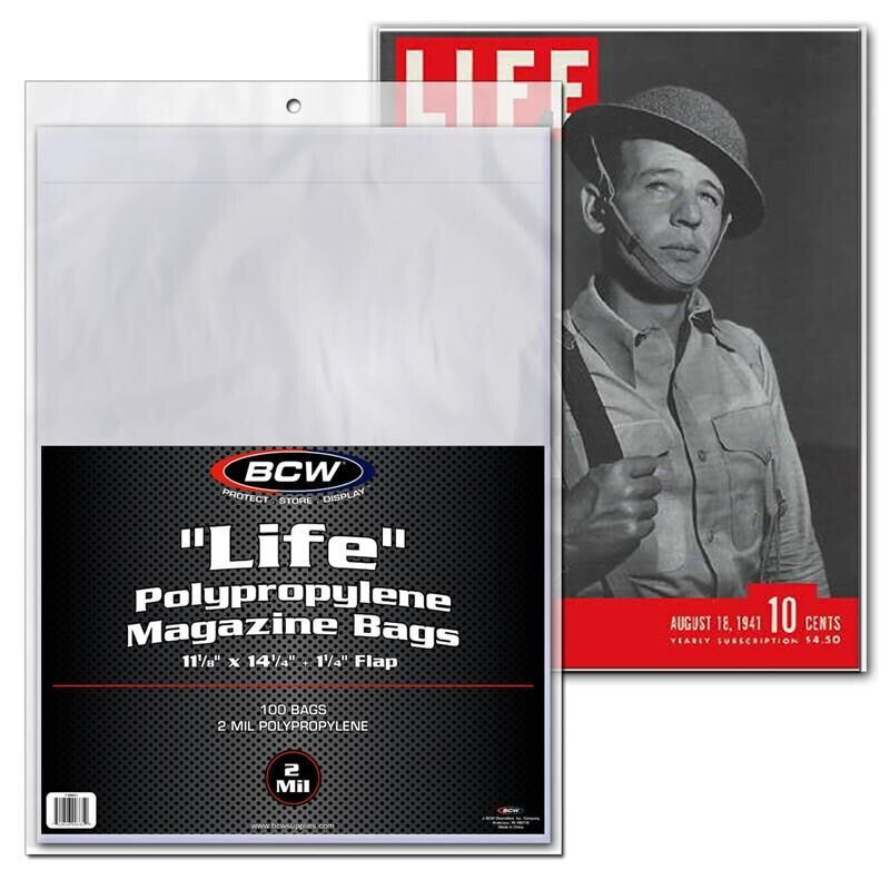 1 Case (1000) BCW Brand Life Magazine Bags Holders Storage Protection Archival