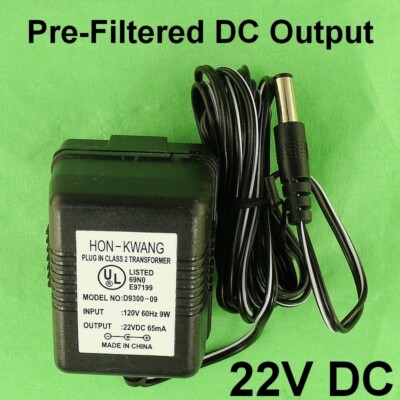 Power Supply 22v Dc 65ma Filtered 2.1mm/5.5mm 115 Volt Ac In 22 Vdc