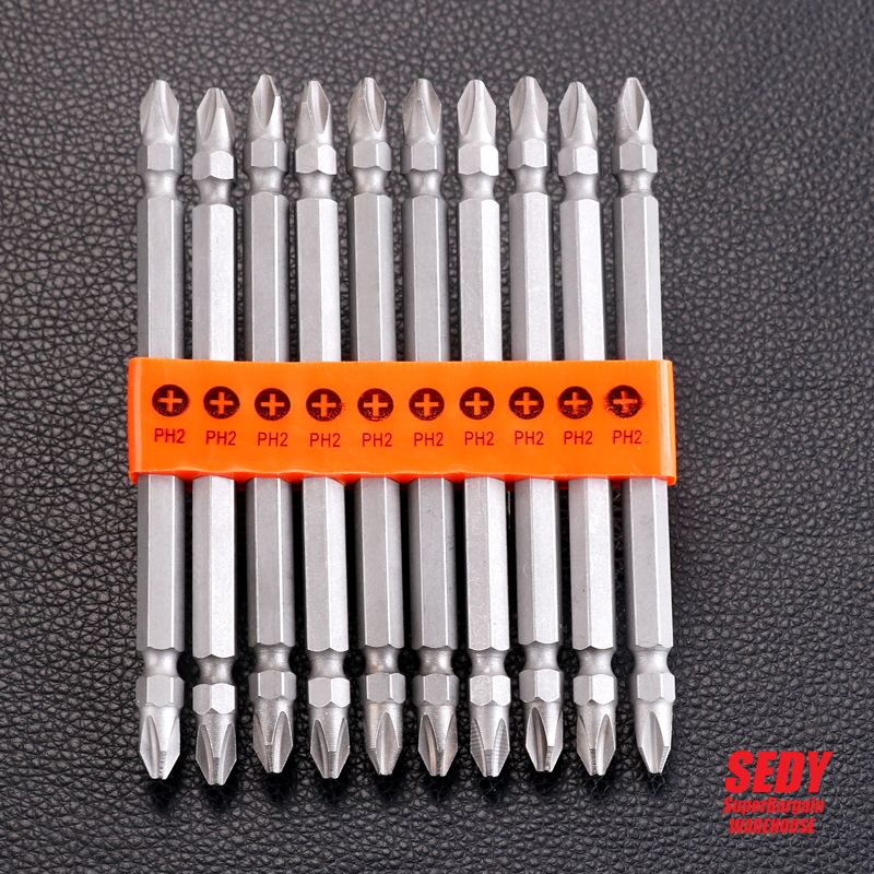10x 110mm PH2 Double Sided Phillips Screwdriver Bits Impact Drill Screw