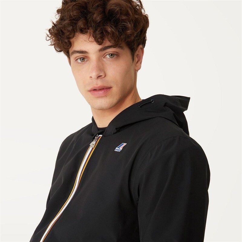 KWAY JACKE MIT KAPUZE HERREN K-WAY JACK STRETCH DOT JACKE KWAY WASSERDICHT SCHWARZ