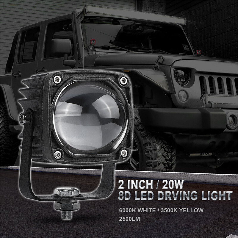 2x 2inch 8D LED Work Light Bar Pods Driving Fog/Spot Lamp Offroad Truck Boat SUV