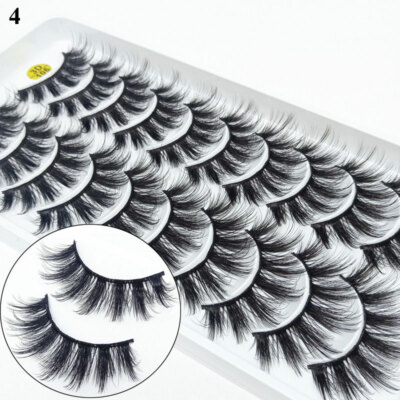 10 Pair Real Mink Natural False Eyelashes Short Thick 3D Fake Eye Lashes Makeupღ